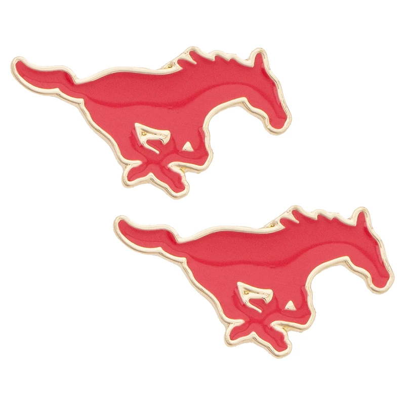 Women's CANVAS Style SMU Mustangs Logo Stud Earrings