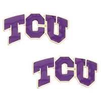 Women's CANVAS Style TCU Horned Frogs Logo Stud Earrings