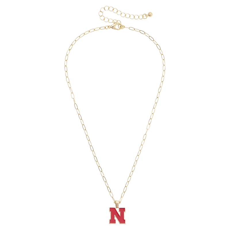 Women's CANVAS Style Nebraska Huskers 18K Gold-Plated Enamel Pendant Necklace