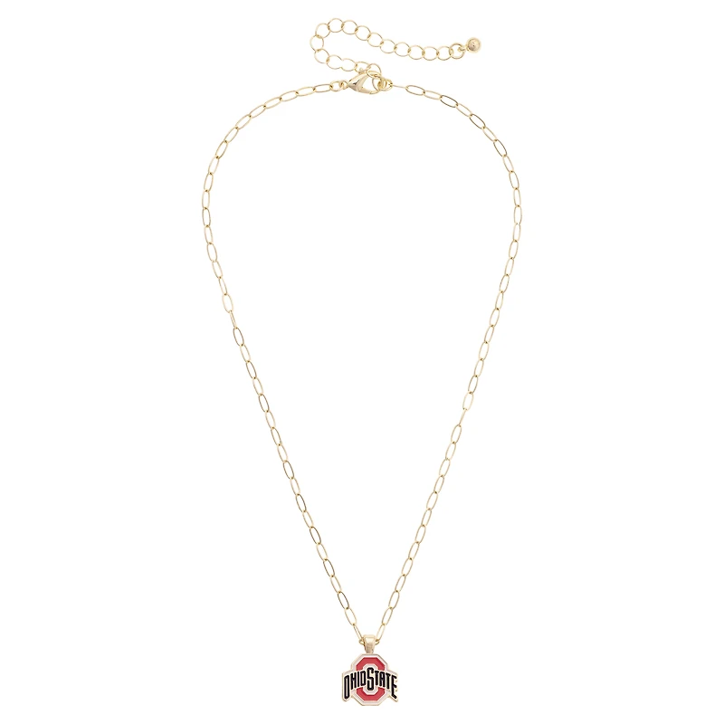 Women's CANVAS Style Ohio State Buckeyes 18K Gold-Plated Enamel Pendant Necklace
