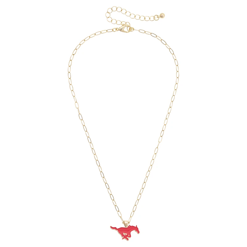 Women's CANVAS Style SMU Mustangs 18K Gold-Plated Enamel Pendant Necklace