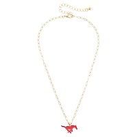 Women's CANVAS Style SMU Mustangs 18K Gold-Plated Enamel Pendant Necklace