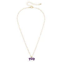 Women's CANVAS Style TCU Horned Frogs 18K Gold-Plated Enamel Pendant Necklace