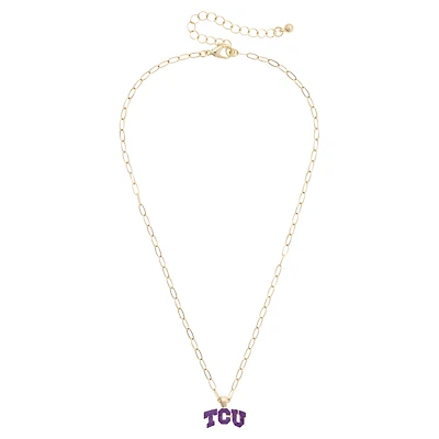 Women's CANVAS Style TCU Horned Frogs 18K Gold-Plated Enamel Pendant Necklace