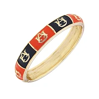 Women's CANVAS Style Auburn Tigers Enamel Checkered Hinge Bangle