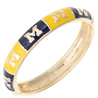 Women's CANVAS Style Michigan Wolverines Enamel Checkered Hinge Bangle