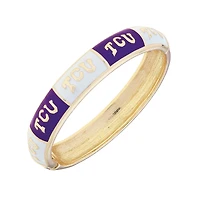 Women's CANVAS Style TCU Horned Frogs Enamel Checkered Hinge Bangle