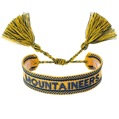 Women's CANVAS Style West Virginia Mountaineers Woven Fabric Tassel Bracelet