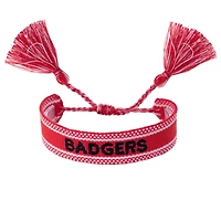 Women's CANVAS Style Wisconsin Badgers Woven Fabric Tassel Bracelet