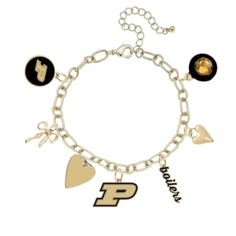 Women's CANVAS Style Purdue Boilermakers 18K Gold-Plated Chain Link Charm Bracelet