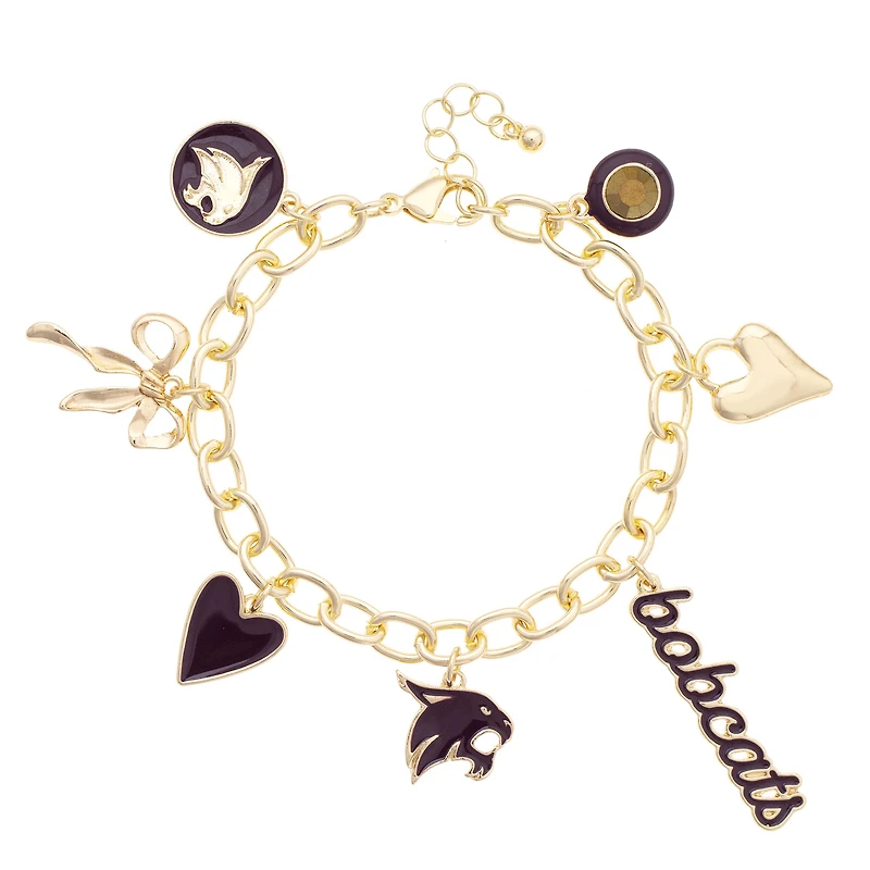 Women's CANVAS Style Texas State Bobcats 18K Gold-Plated Chain Link Charm Bracelet