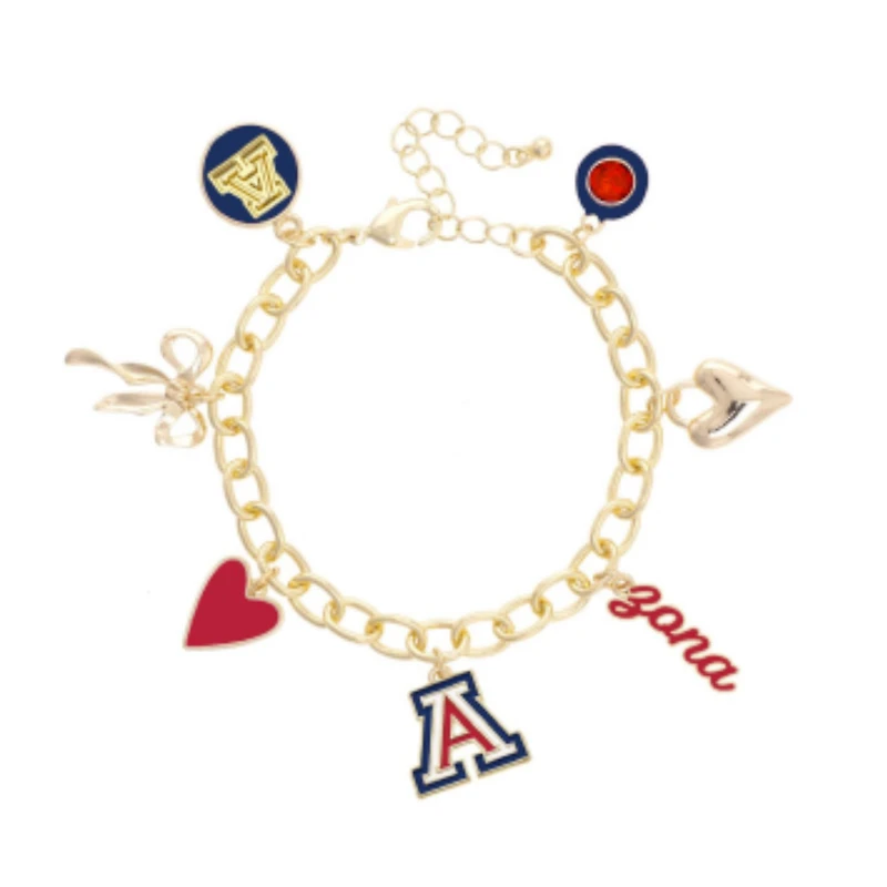 Women's CANVAS Style Arizona Wildcats 18K Gold-Plated Chain Link Charm Bracelet