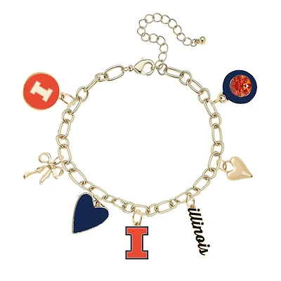 Women's CANVAS Style Illinois Fighting Illini 18K Gold-Plated Chain Link Charm Bracelet