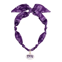 Women's CANVAS Style TCU Horned Frogs Bandana Scarf Necklace with 18K Gold-Plated Pendant