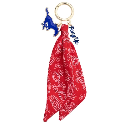 Women's CANVAS Style SMU Mustangs 18K Gold-Plated Logo Bandana Scarf Bag Charm