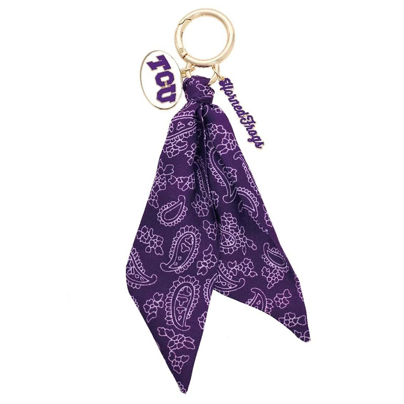 Women's CANVAS Style TCU Horned Frogs 18K Gold-Plated Logo Bandana Scarf Bag Charm