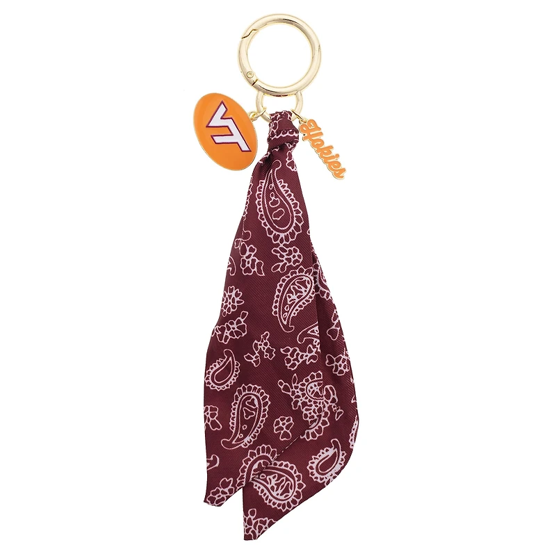 Women's CANVAS Style Virginia Tech Hokies 18K Gold-Plated Logo Bandana Scarf Bag Charm