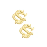 Women's CANVAS Style South Carolina Gamecocks 24K Gold-Plated Stamped Earrings