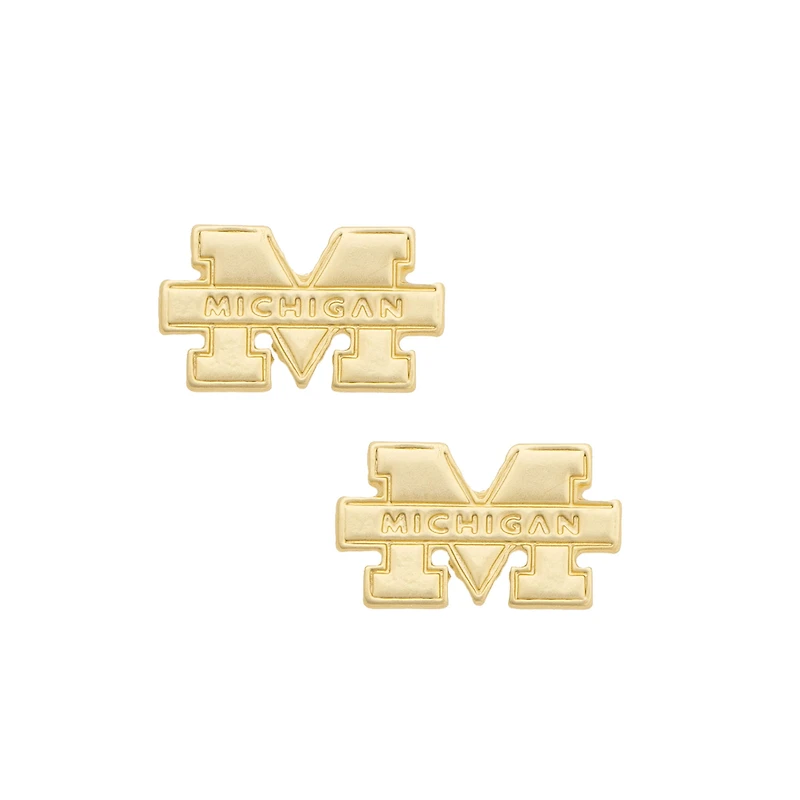 Women's CANVAS Style Michigan Wolverines 24K Gold-Plated Stamped Earrings