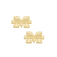 Women's CANVAS Style Michigan Wolverines 24K Gold-Plated Stamped Earrings
