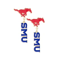 Women's CANVAS Style SMU Mustangs Enamel Drop Earrings