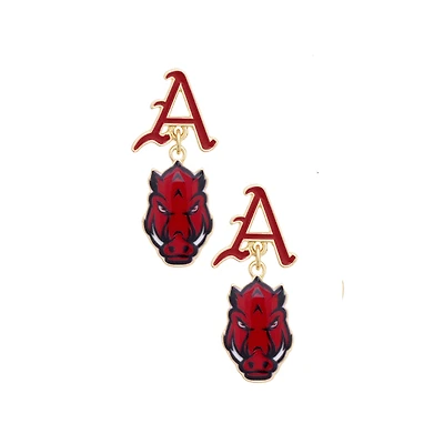 Women's CANVAS Style Arkansas Razorbacks Enamel Drop Earrings