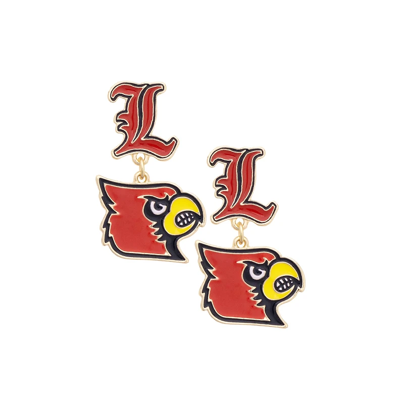 Women's CANVAS Style Louisville Cardinals Enamel Drop Earrings