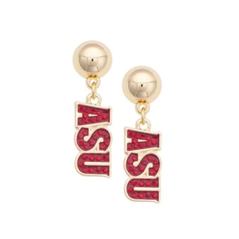 Women's CANVAS Style Arizona State Sun Devils Gold-Plated Pavé Outline Earrings