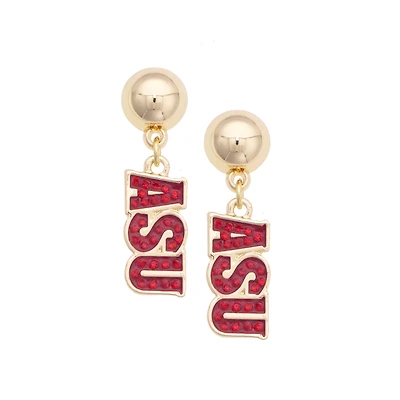 Women's CANVAS Style Arizona State Sun Devils Gold-Plated Pavé Outline Earrings