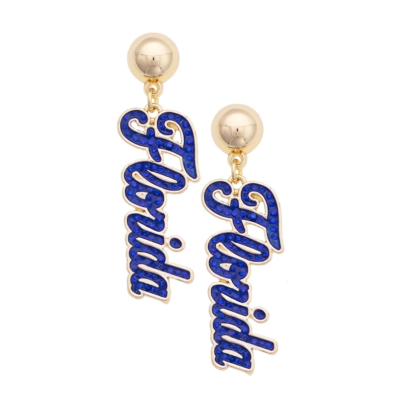 Women's CANVAS Style Florida Gators Gold-Plated Pavé Outline Earrings