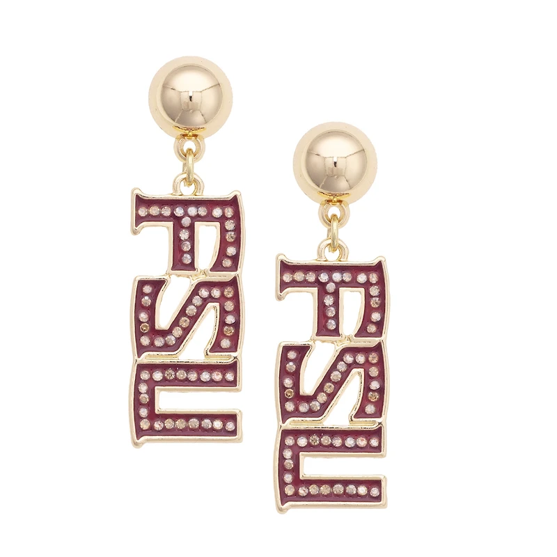 Women's CANVAS Style Florida State Seminoles Gold-Plated Pavé Outline Earrings