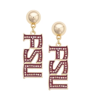 Women's CANVAS Style Florida State Seminoles Gold-Plated Pavé Outline Earrings