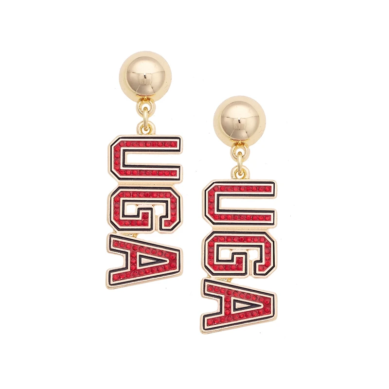 Women's CANVAS Style Georgia Bulldogs Gold-Plated Pavé Outline Earrings