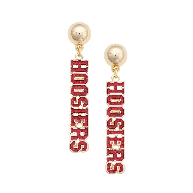 CANVAS Style Indiana Hoosiers Gold-Plated Pavé Outline Earrings