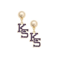 CANVAS Style Kansas State Wildcats Gold-Plated Pavé Outline Earrings