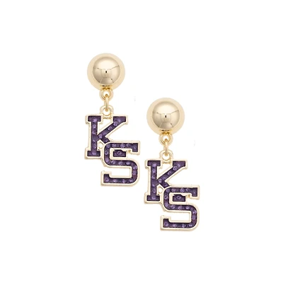 CANVAS Style Kansas State Wildcats Gold-Plated Pavé Outline Earrings