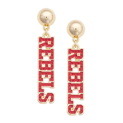 Women's CANVAS Style Ole Miss Rebels Gold-Plated Pavé Outline Earrings