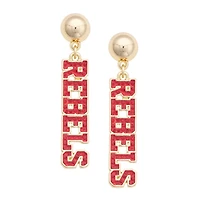 Women's CANVAS Style Ole Miss Rebels Gold-Plated Pavé Outline Earrings