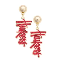Women's CANVAS Style Nebraska Huskers Gold-Plated Pavé Outline Earrings