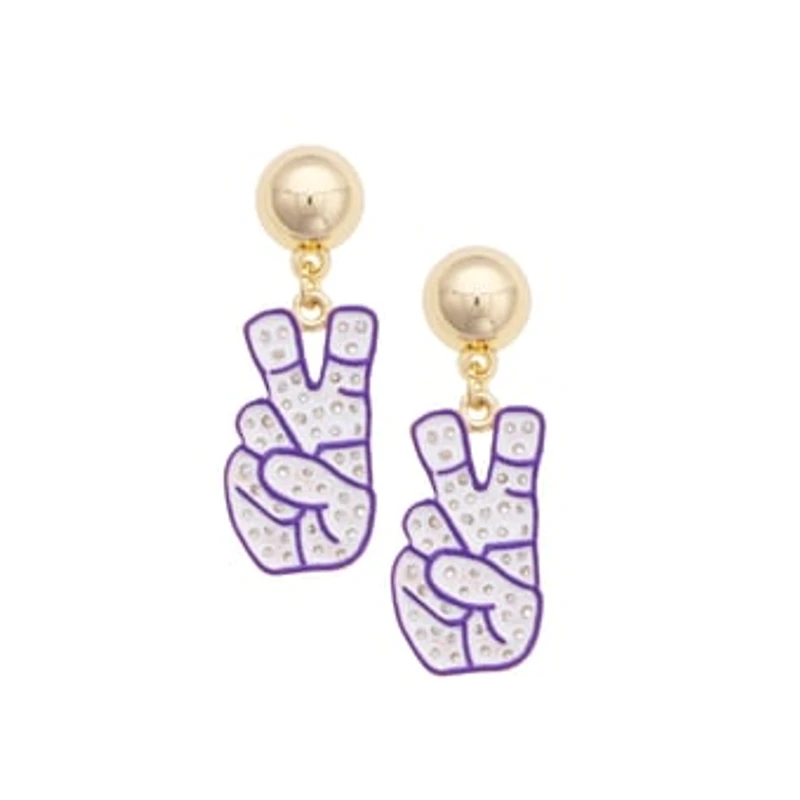 Women's CANVAS Style TCU Horned Frogs Gold-Plated Pavé Outline Earrings