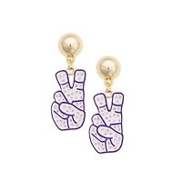 Women's CANVAS Style TCU Horned Frogs Gold-Plated Pavé Outline Earrings