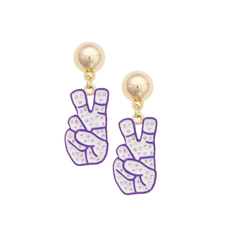 Women's CANVAS Style TCU Horned Frogs Gold-Plated Pavé Outline Earrings