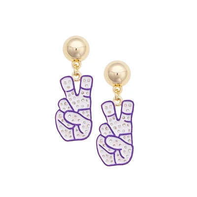 Women's CANVAS Style TCU Horned Frogs Gold-Plated Pavé Outline Earrings