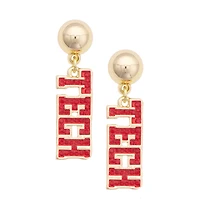 CANVAS Style Texas Tech Red Raiders Gold-Plated Pavé Outline Earrings