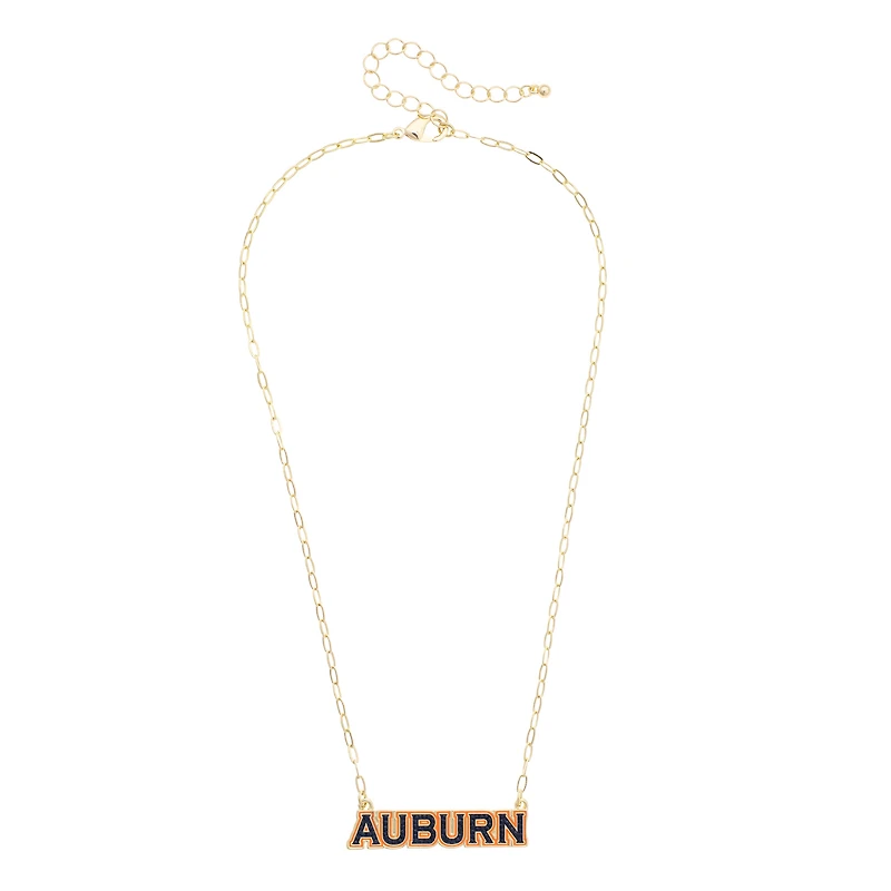CANVAS Style Auburn Tigers Gold-Plated Pavé Outline Necklace