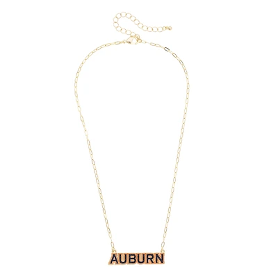 CANVAS Style Auburn Tigers Gold-Plated Pavé Outline Necklace