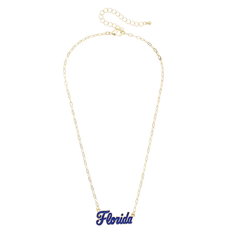 CANVAS Style Florida Gators Gold-Plated Pavé Outline Necklace
