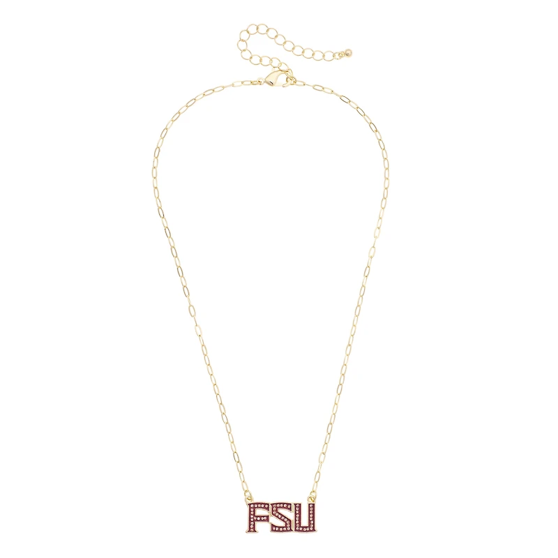 CANVAS Style Florida State Seminoles Gold-Plated Pavé Outline Necklace