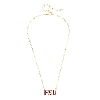 CANVAS Style Florida State Seminoles Gold-Plated Pavé Outline Necklace