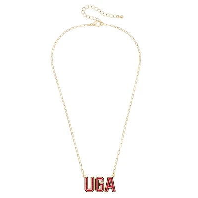 CANVAS Style Georgia Bulldogs Gold-Plated Pavé Outline Necklace